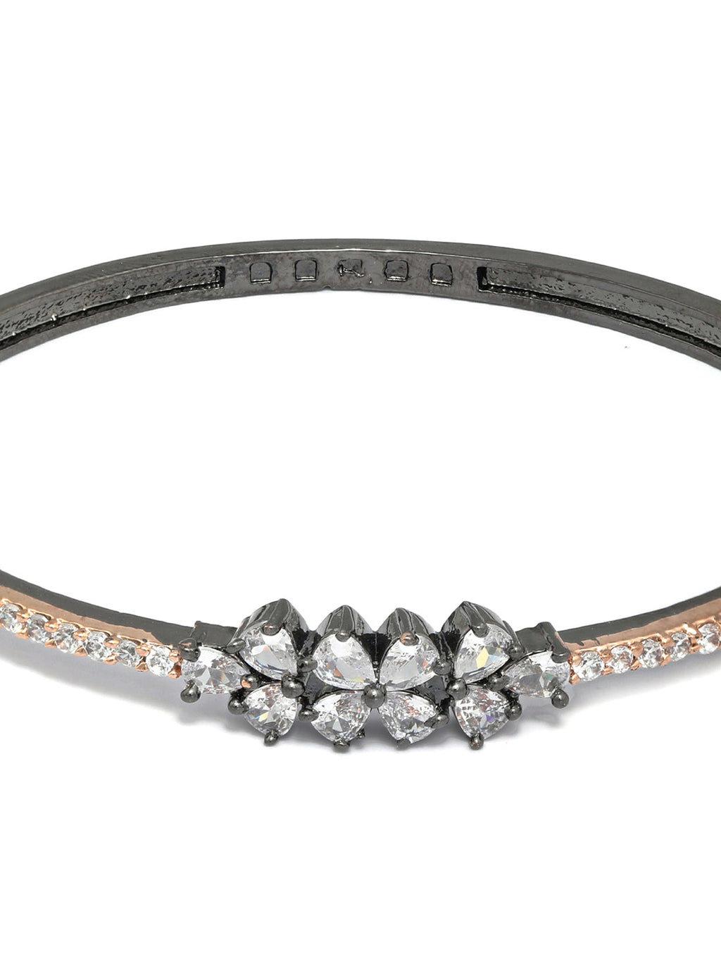 Priyaasi Women Dual Toned Mini Flower American Diamond Bracelet - Swadesiicart