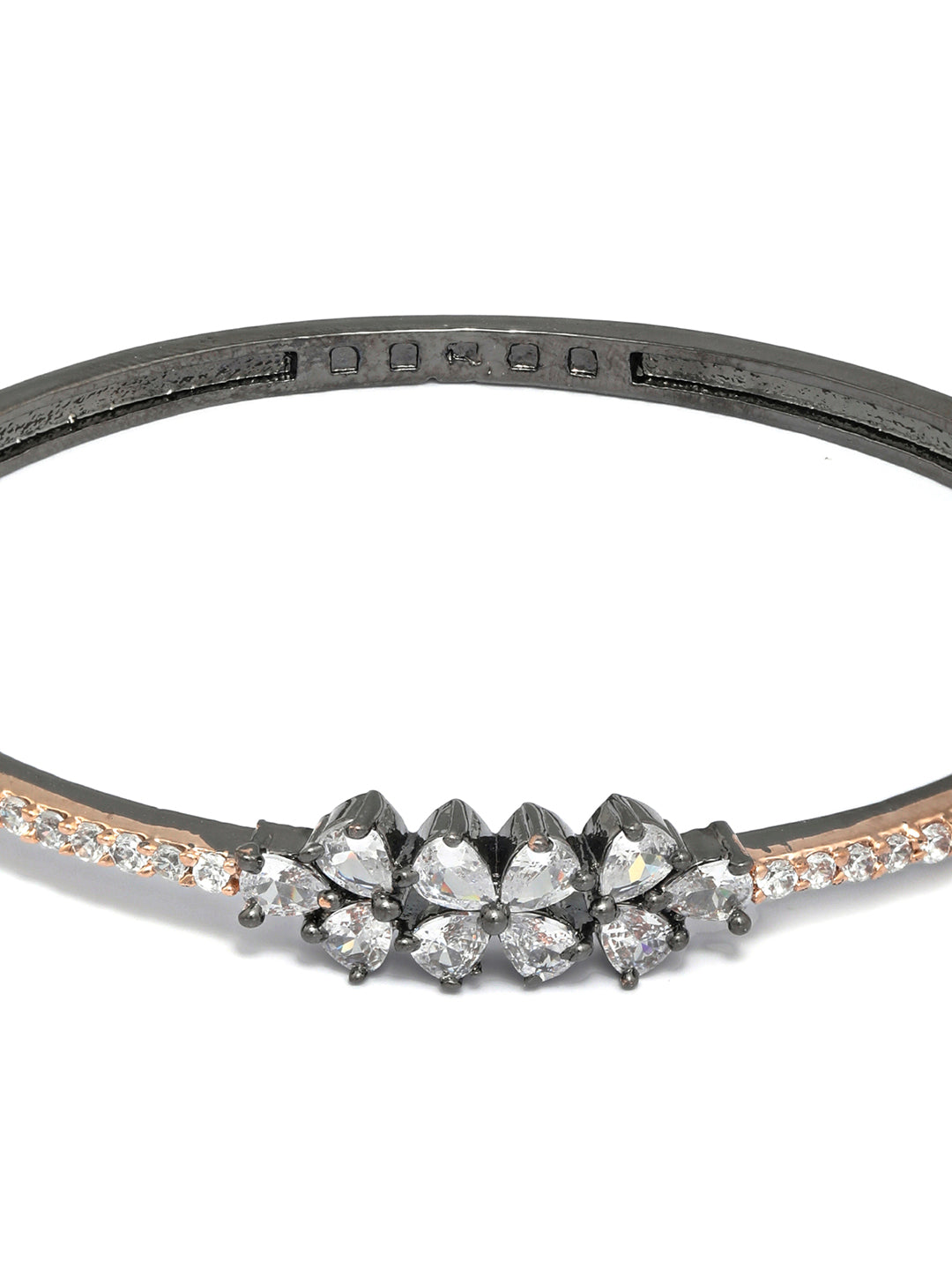 Priyaasi Women Dual Toned Mini Flower American Diamond Bracelet - Swadesiicart