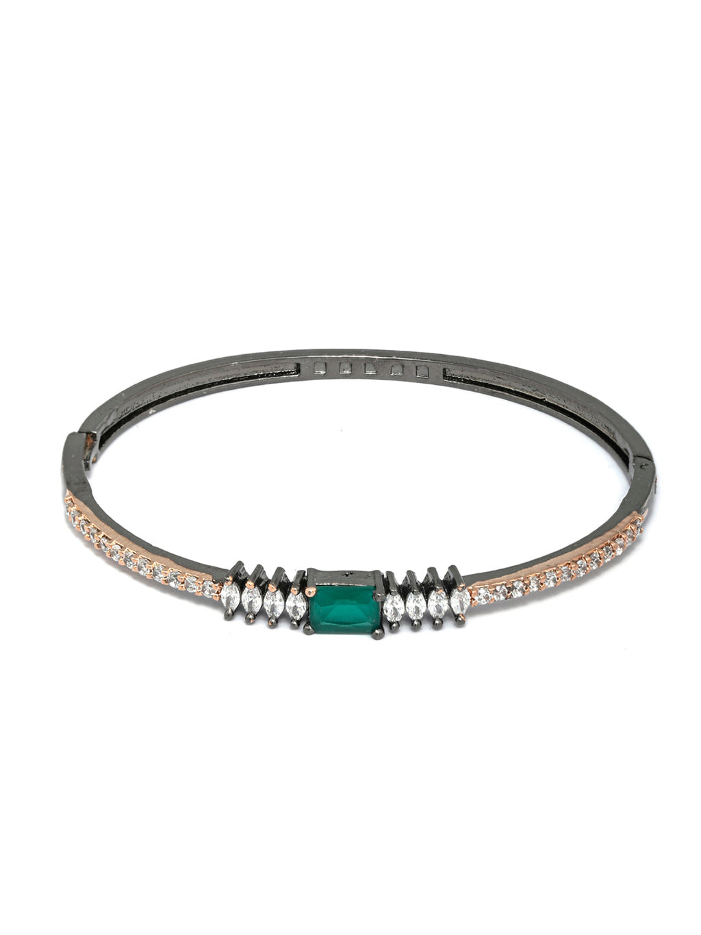Priyaasi Women Green Stone Studded American Diamond Bracelet - Swadesiicart