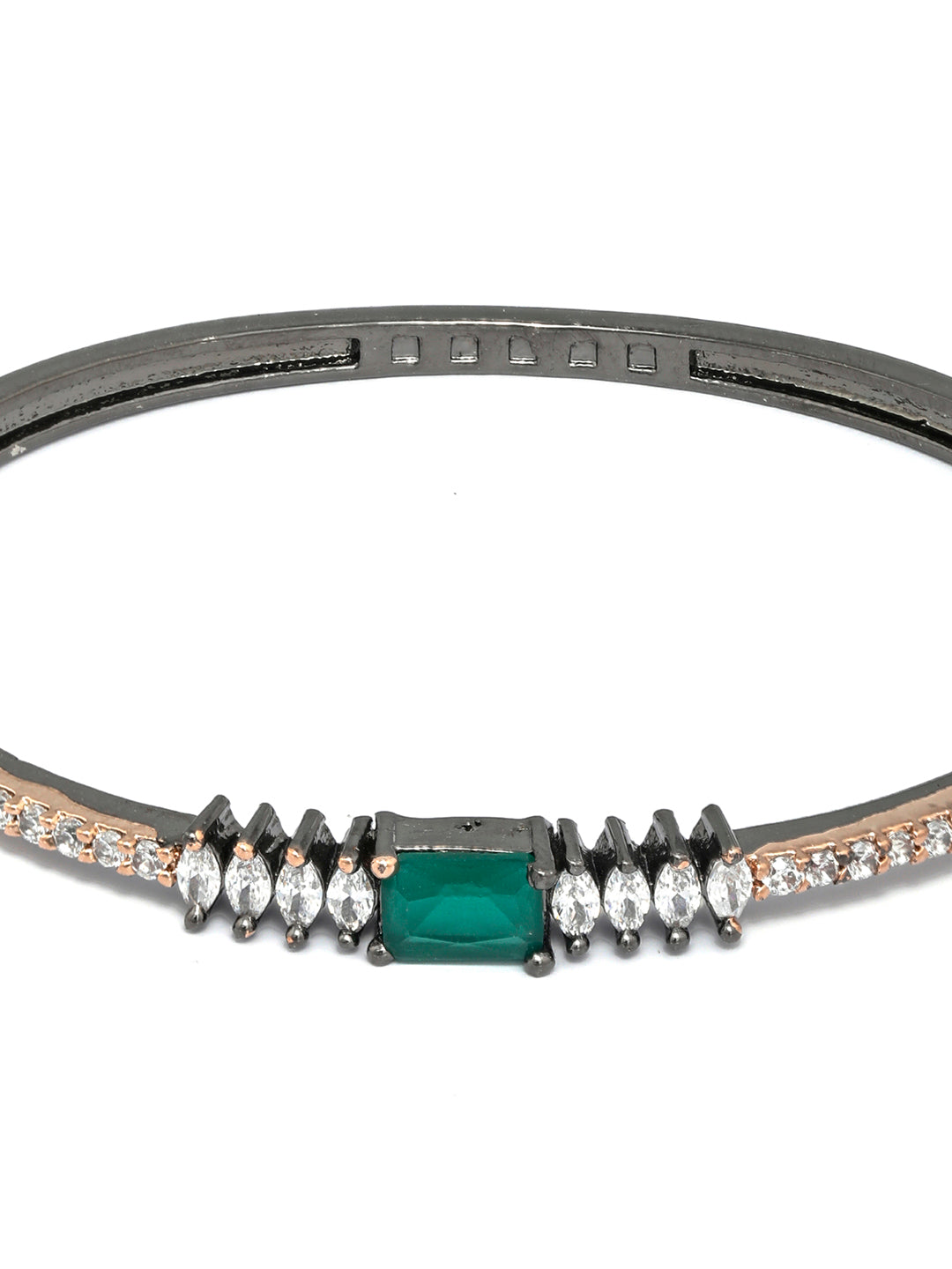 Priyaasi Women Green Stone Studded American Diamond Bracelet - Swadesiicart