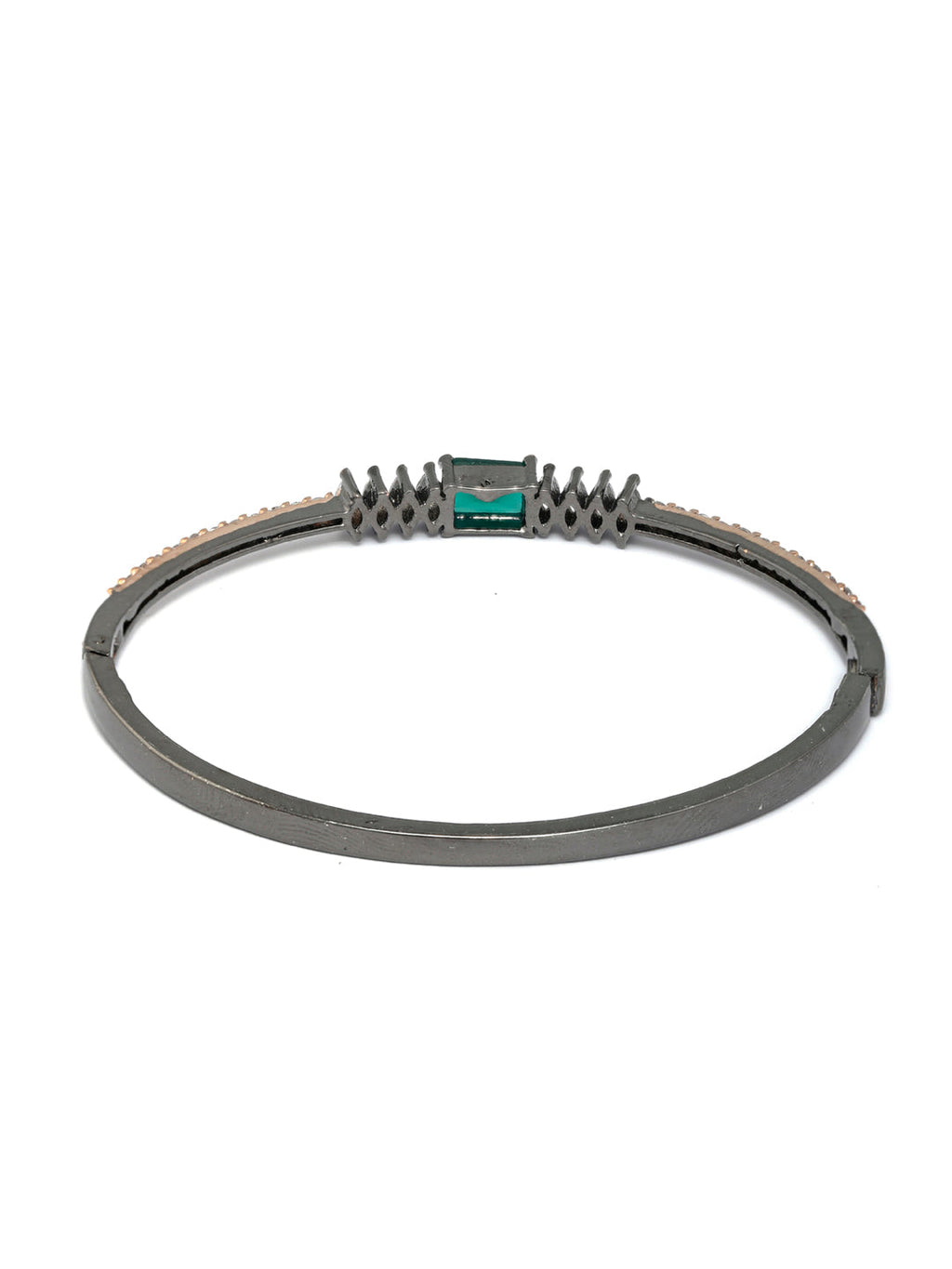 Priyaasi Women Green Stone Studded American Diamond Bracelet - Swadesiicart