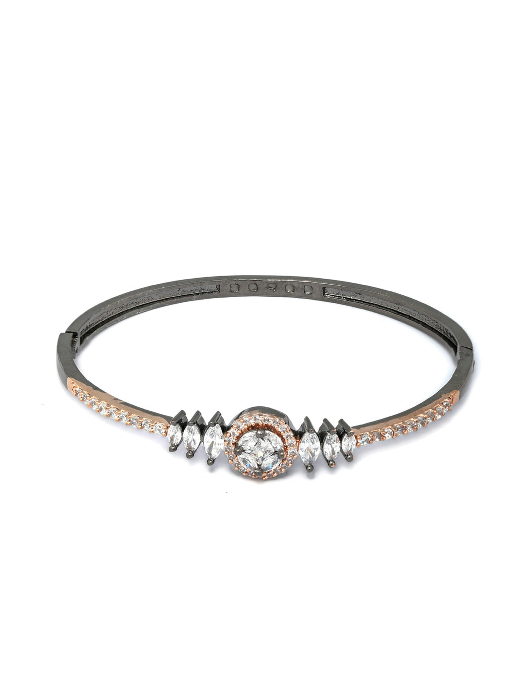 Priyaasi Women Dual Toned American Diamond Floral Bracelet - Swadesiicart