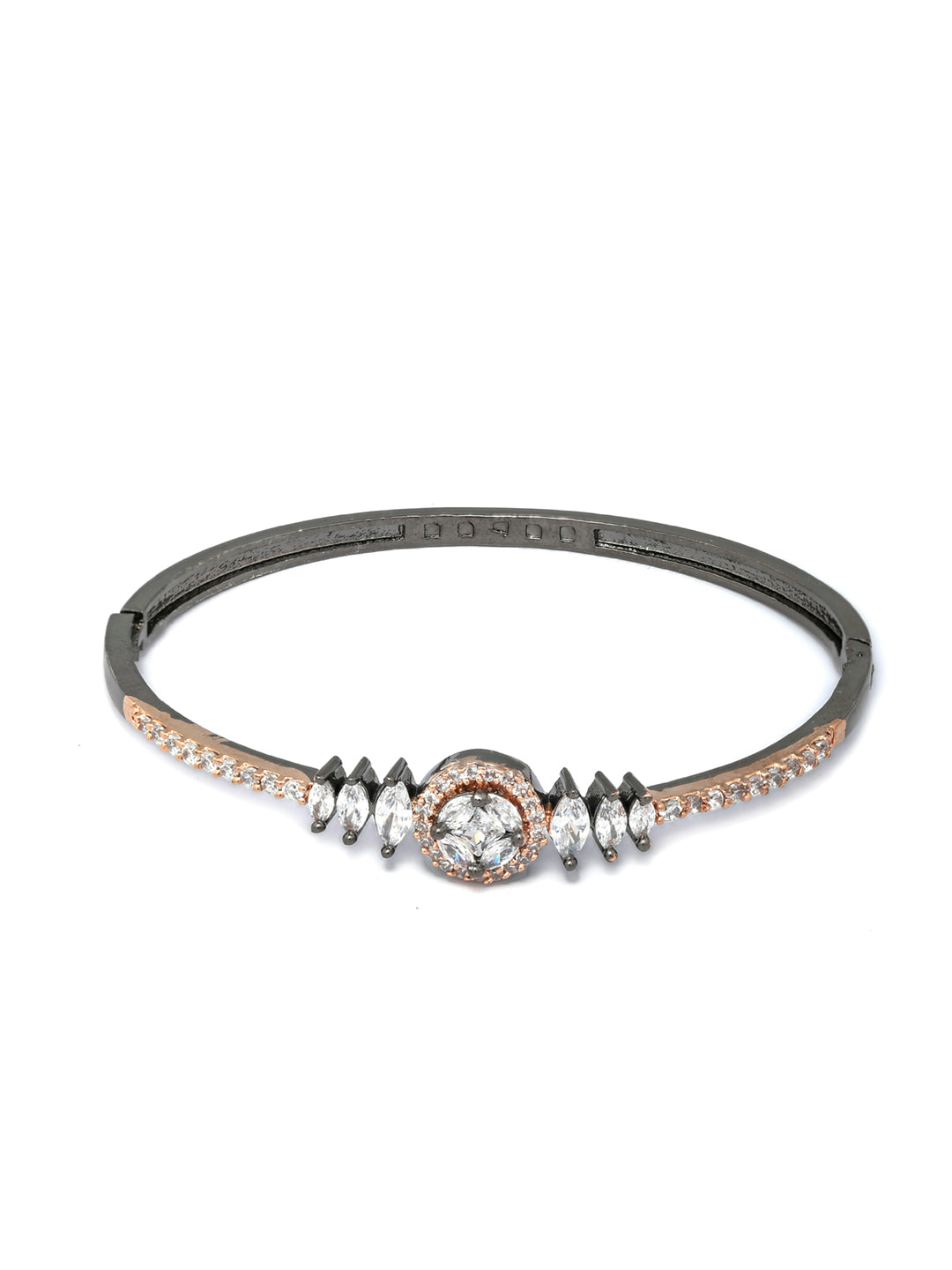 Priyaasi Women Dual Toned American Diamond Floral Bracelet - Swadesiicart