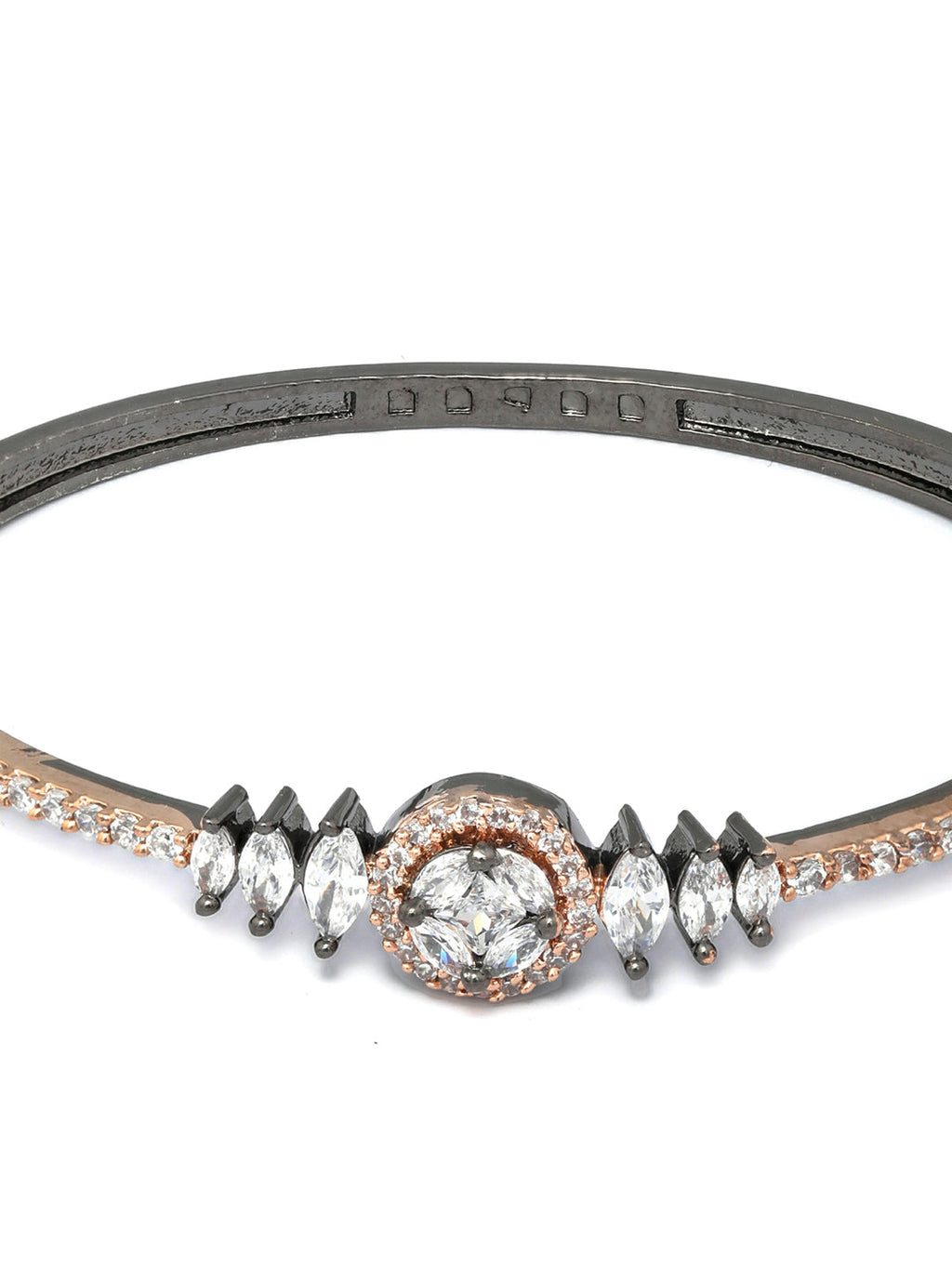 Priyaasi Women Dual Toned American Diamond Floral Bracelet - Swadesiicart