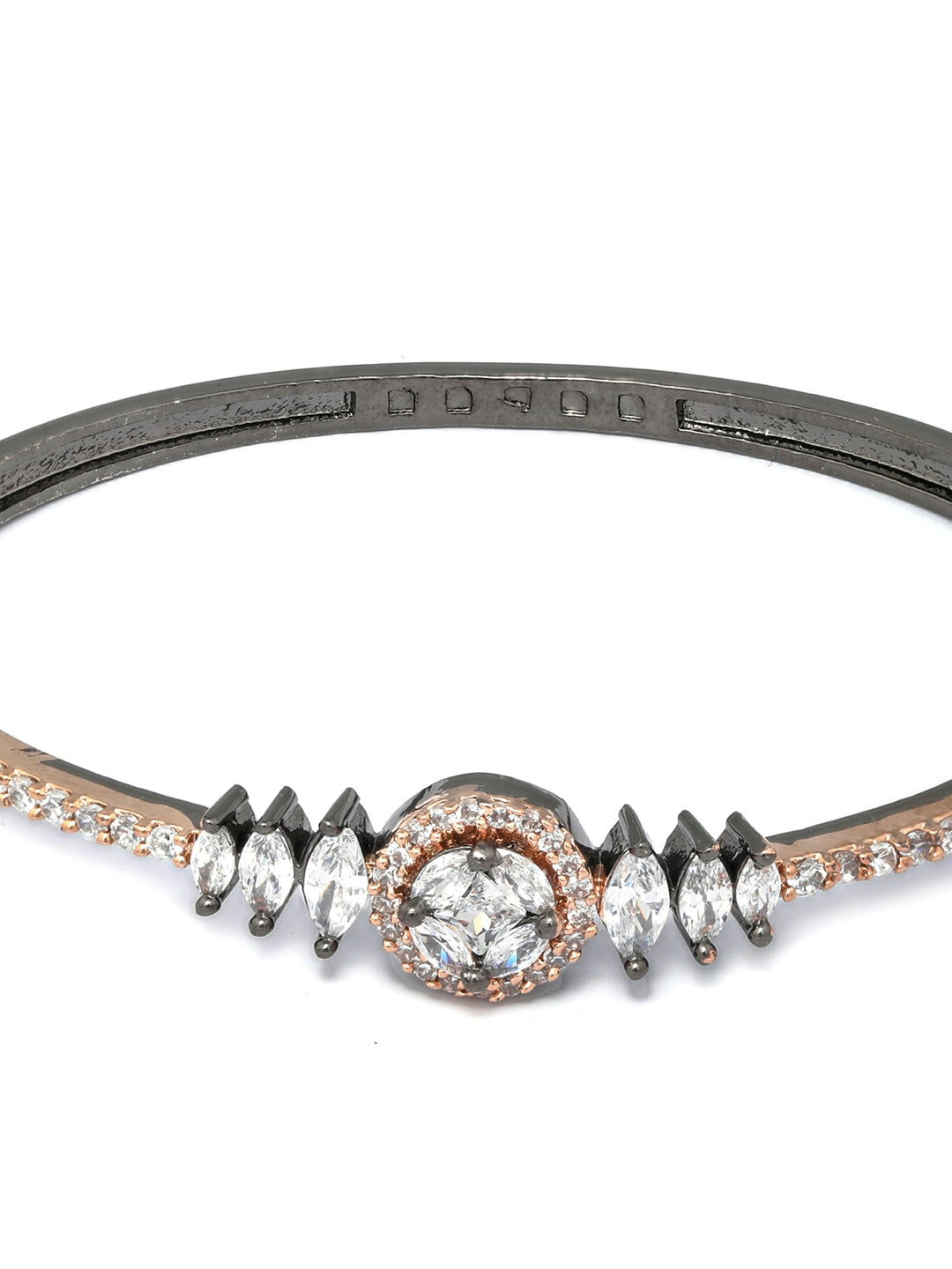Priyaasi Women Dual Toned American Diamond Floral Bracelet - Swadesiicart