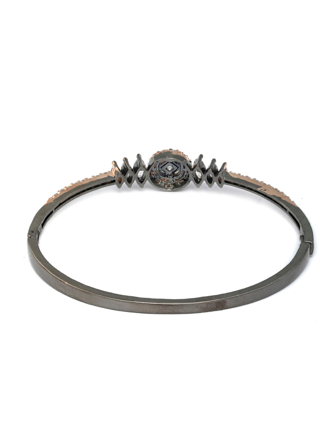 Priyaasi Women Dual Toned American Diamond Floral Bracelet - Swadesiicart