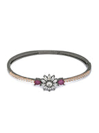 Priyaasi Women Dual Toned Floral American Diamond Bracelet - Swadesiicart