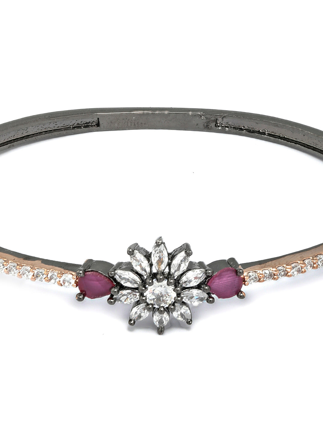 Priyaasi Women Dual Toned Floral American Diamond Bracelet - Swadesiicart
