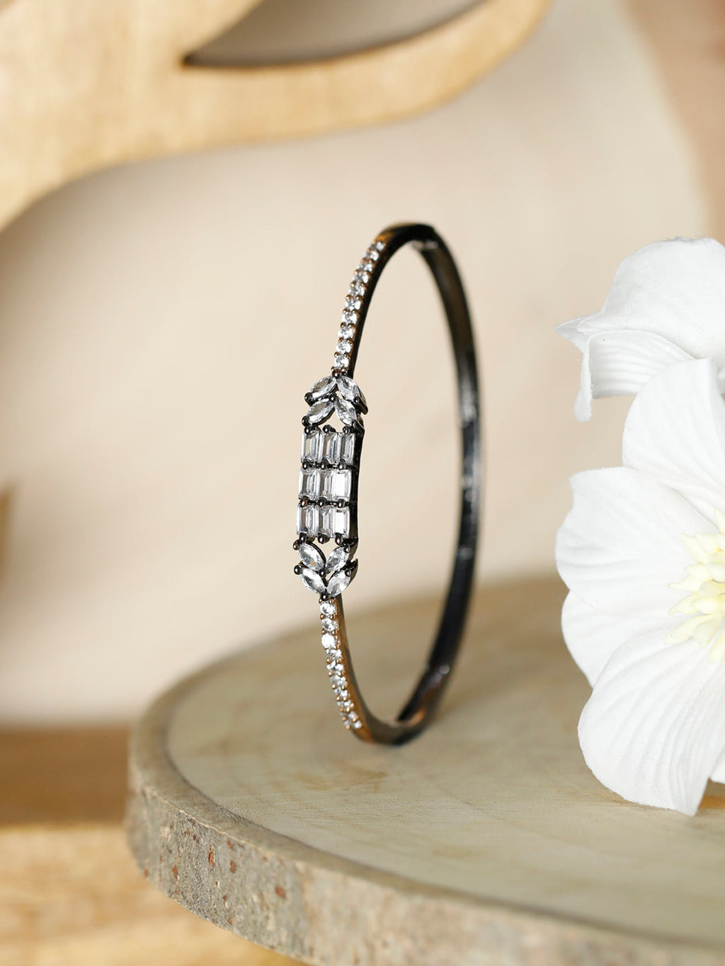 Priyaasi Women Dual Toned American Diamond Leaf Bracelet - Noz2Toz