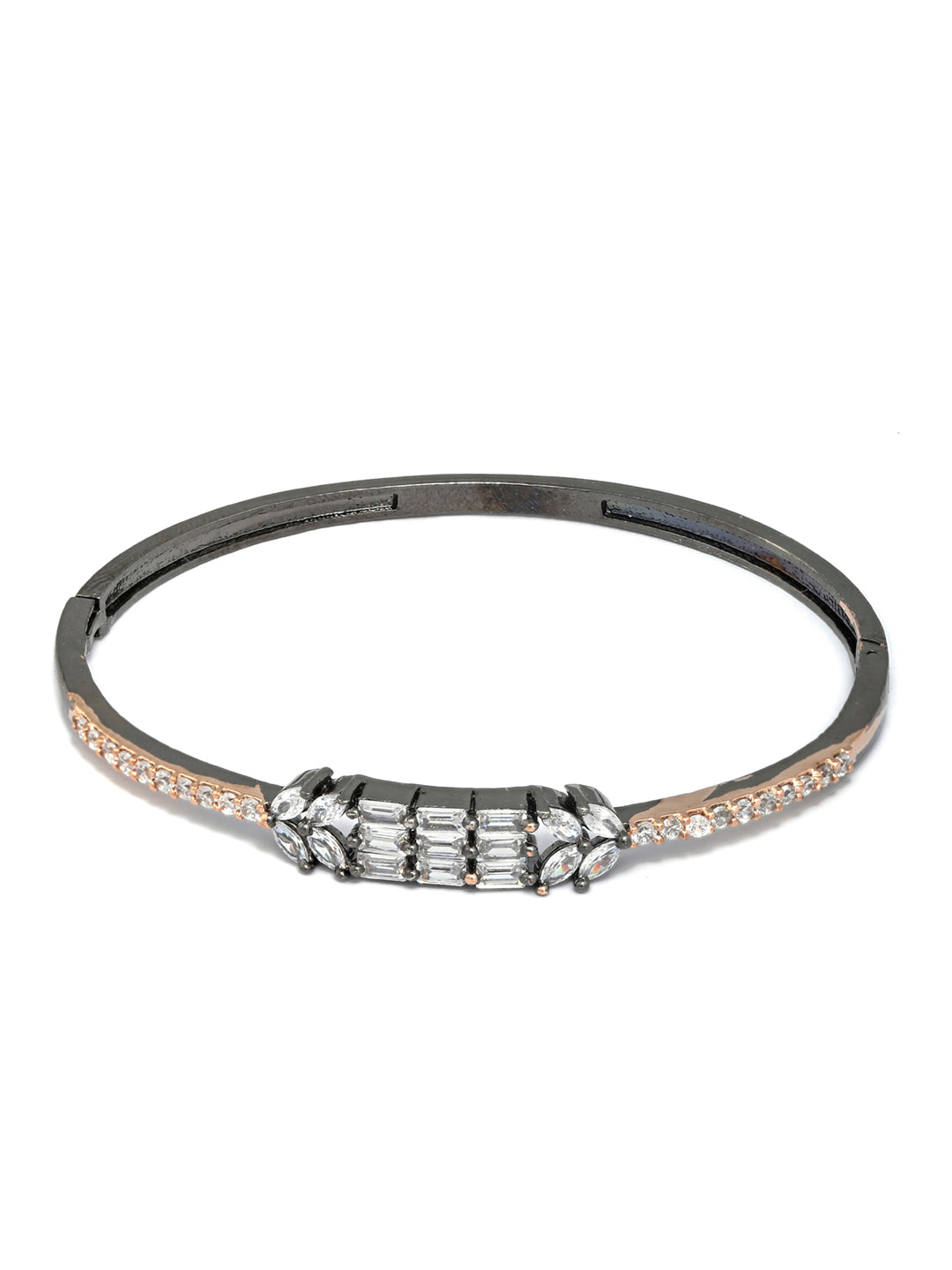Priyaasi Women Dual Toned American Diamond Leaf Bracelet - Swadesiicart