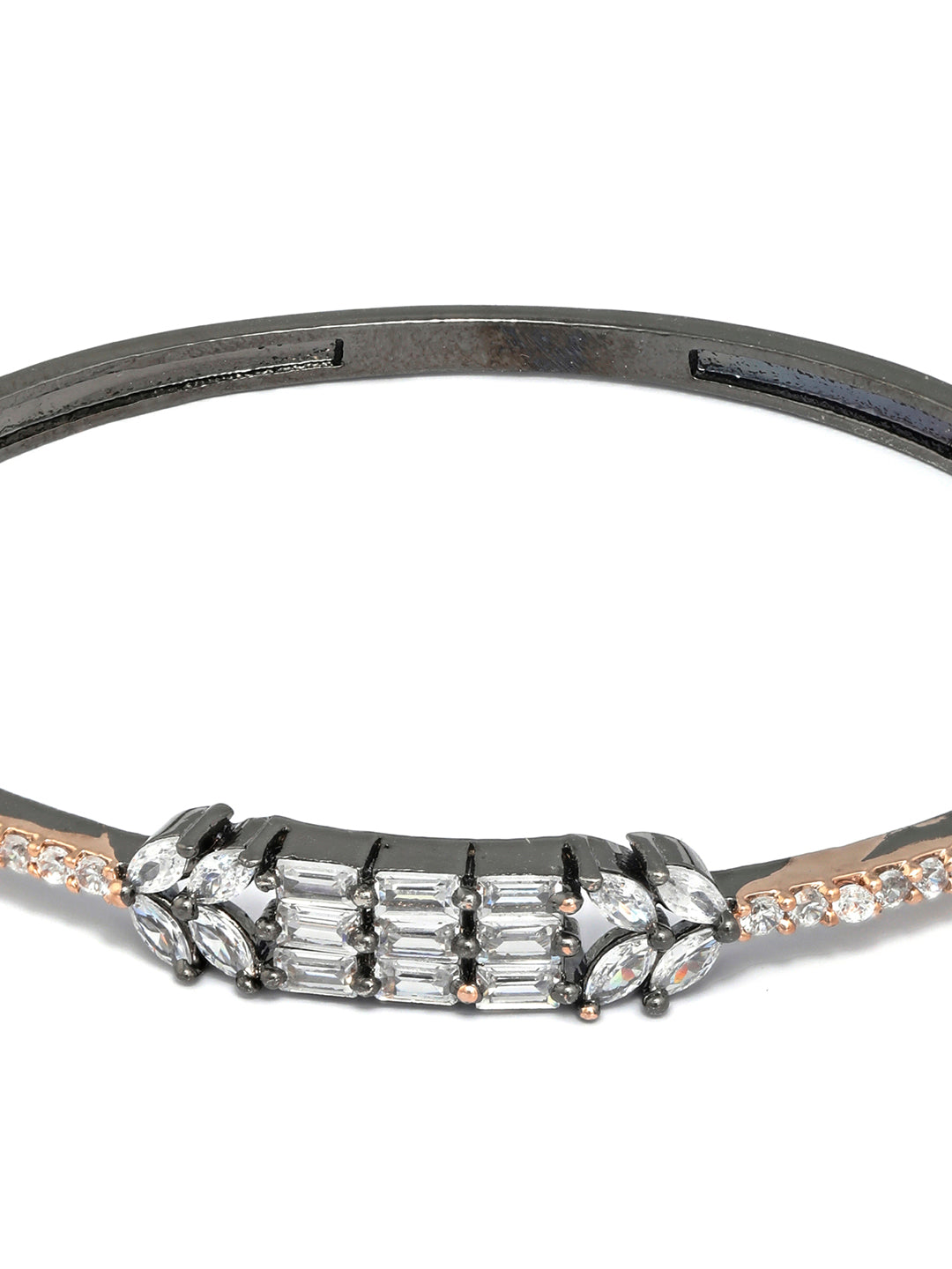 Priyaasi Women Dual Toned American Diamond Leaf Bracelet - Swadesiicart