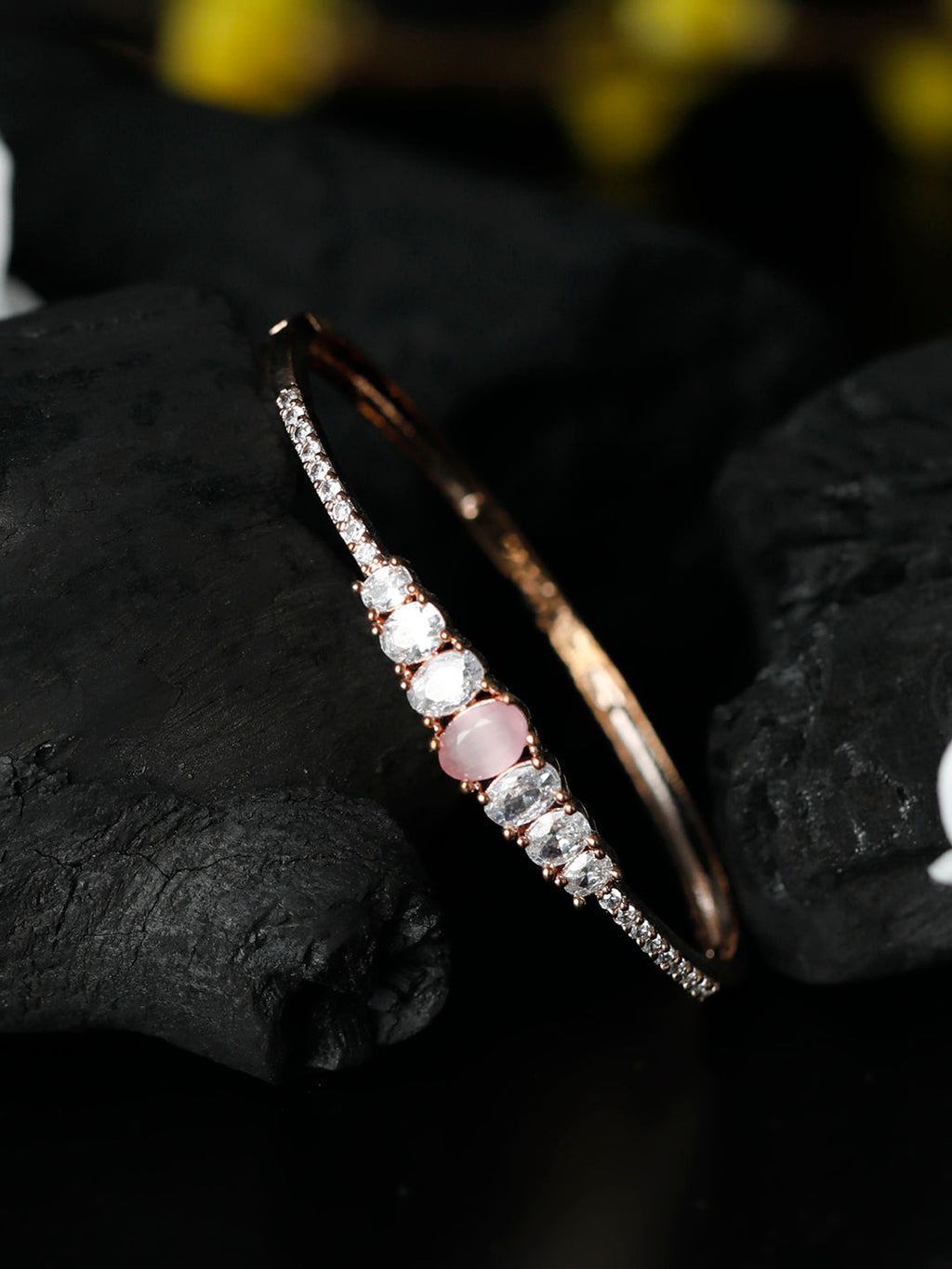 Priyaasi Women Pink Solitaire Rose Gold Bracelet - Noz2Toz