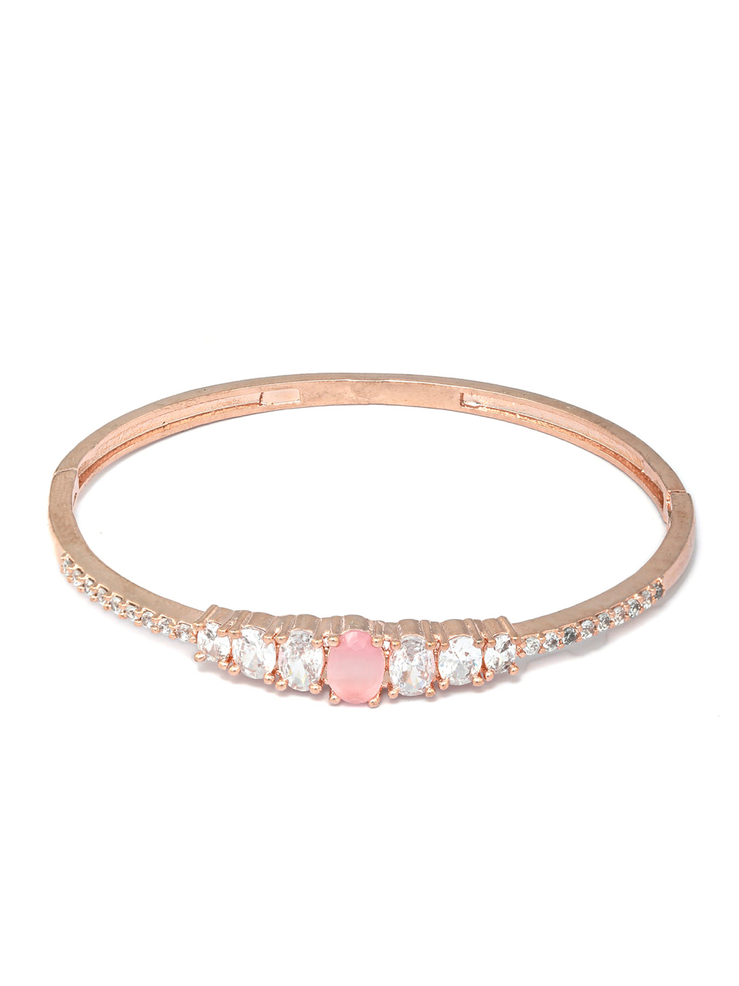 Priyaasi Women Pink Solitaire Rose Gold Bracelet - Swadesiicart