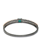 Priyaasi Women Green Stone Studded Dual Toned Baguette Bracelet - Swadesiicart