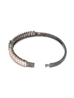 Priyaasi Women Green Stone Studded Dual Toned Baguette Bracelet - Swadesiicart