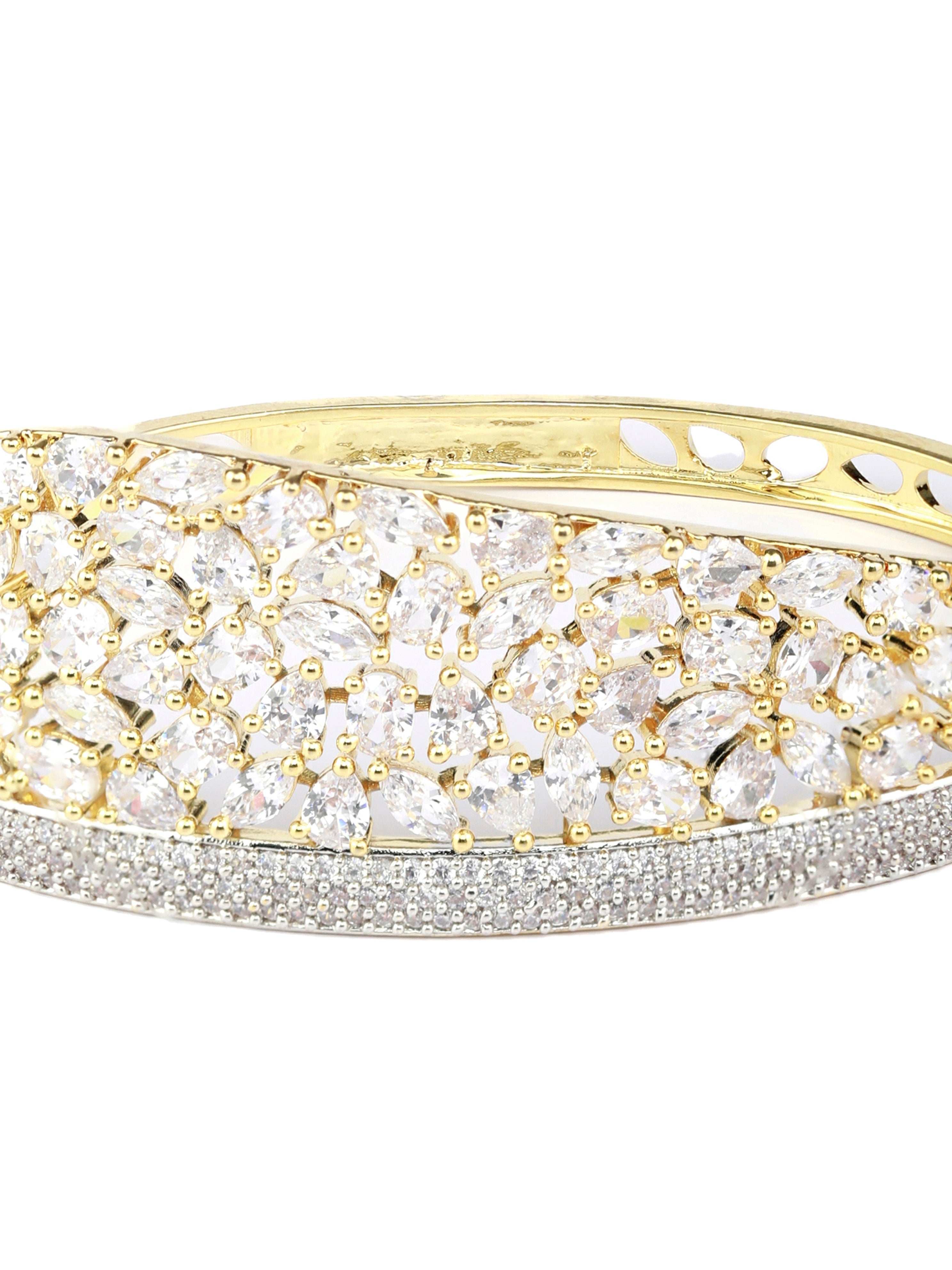 Priyaasi Women Gold-Polished American Diamond Bracelet - Swadesiicart