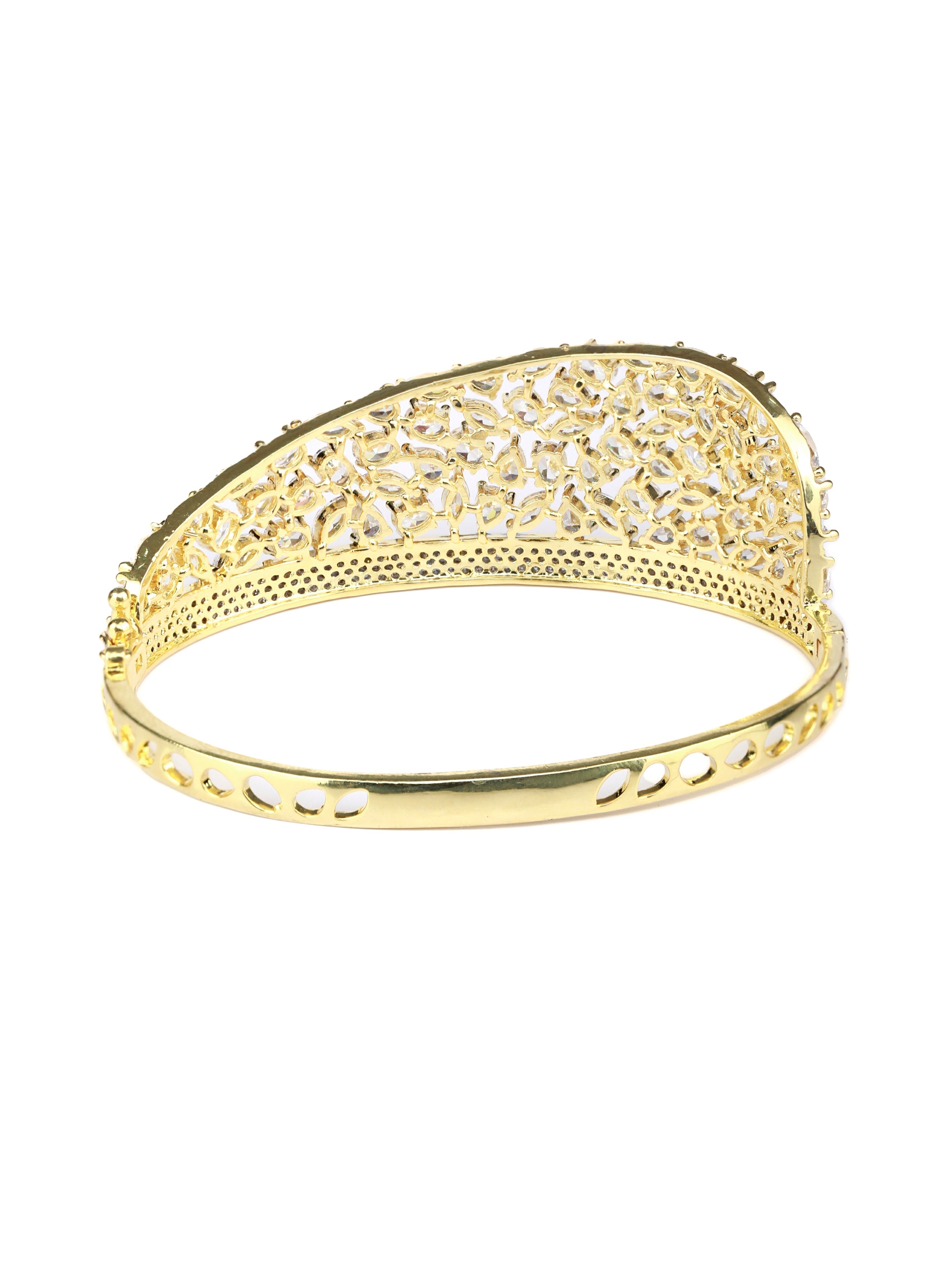 Priyaasi Women Gold-Polished American Diamond Bracelet - Swadesiicart