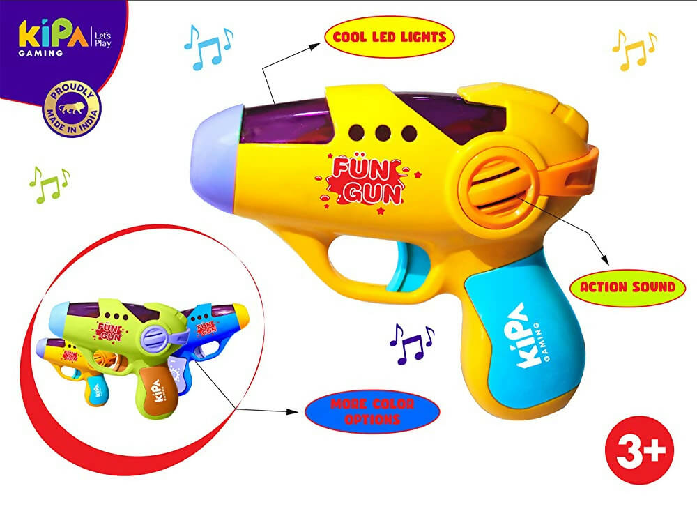 Kipa Gaming Fun Gun Colorful Musical Toy with Flashing LEDs Light and Sound for Boy, Girls and Kids (Pack of 1, Age 3yrs+)- Blue | Grocsy
