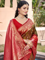 Anaita Brown Silk Saree With Blouse Piece | Grocsy