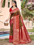 Anaita Brown Silk Saree With Blouse Piece | Grocsy