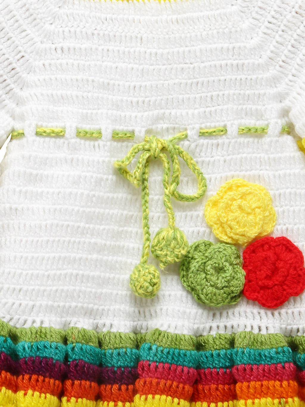 Chutput Kids White Ice Cream Design Solid Wool Frock | Grocsy