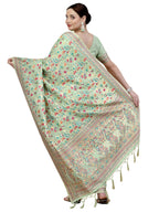 Sea Green Silk Blend Woven Design Saree With Unstitched Blouse Piece - Aloki | Grocsy
