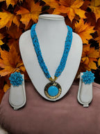 Inhanns All-Day Statement Beaded Necklace Set - Sky Blue | Grocsy