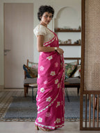 Suta Pink Floral Pure Cotton Saree | Grocsy