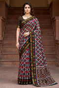 Sangam Prints Gray Cotton Print Woven Work Traditional Saree | Grocsy