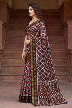 Sangam Prints Gray Cotton Print Woven Work Traditional Saree | Grocsy