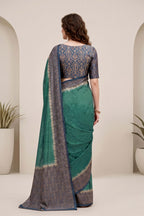 Sangam Prints Green Cotton Print Woven Work Traditional Saree | Grocsy