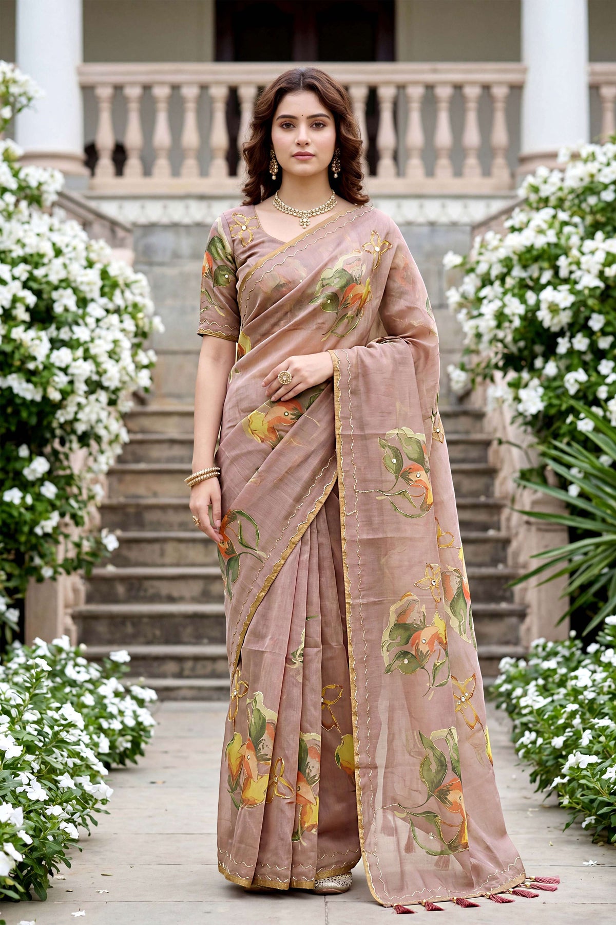 Sangam Prints Purple Cotton Print Woven Work Traditional Saree | Grocsy