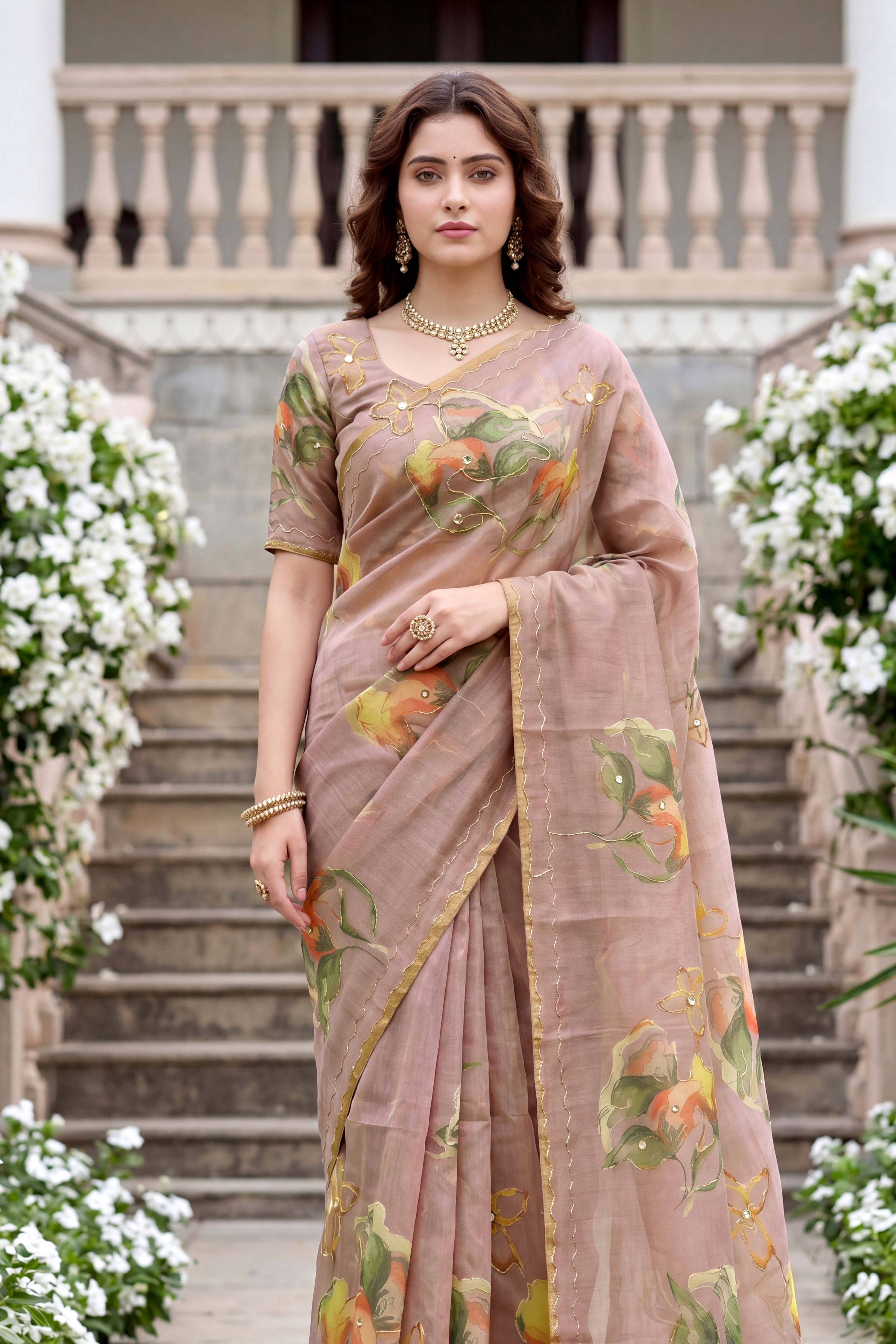 Sangam Prints Purple Cotton Print Woven Work Traditional Saree | Grocsy