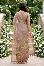 Sangam Prints Purple Cotton Print Woven Work Traditional Saree | Grocsy