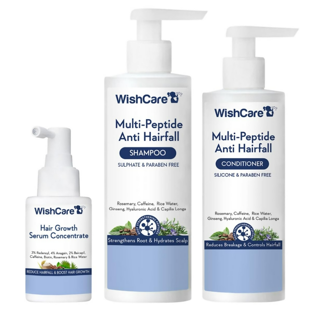 WishCare Hair Growth& Anti Hairfall Range with Serum, Shampoo & Conditioner Combo | Grocsy