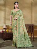 Sangam Prints Light Green  Cotton Silk With Meena Woven Work Traditional Saree | Grocsy