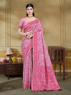 Sangam Prints Pink Cotton Silk With Meena Woven Work Traditional Saree | Grocsy
