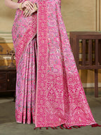 Sangam Prints Pink Cotton Silk With Meena Woven Work Traditional Saree | Grocsy
