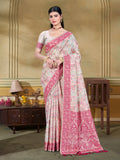 Sangam Prints Cream Cotton Silk With Meena Woven Work Traditional Saree | Grocsy
