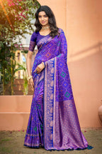 Sangam Prints Royal Blue Soft Silk Woven Work Traditional Saree | Grocsy