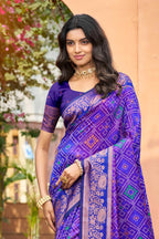 Sangam Prints Royal Blue Soft Silk Woven Work Traditional Saree | Grocsy