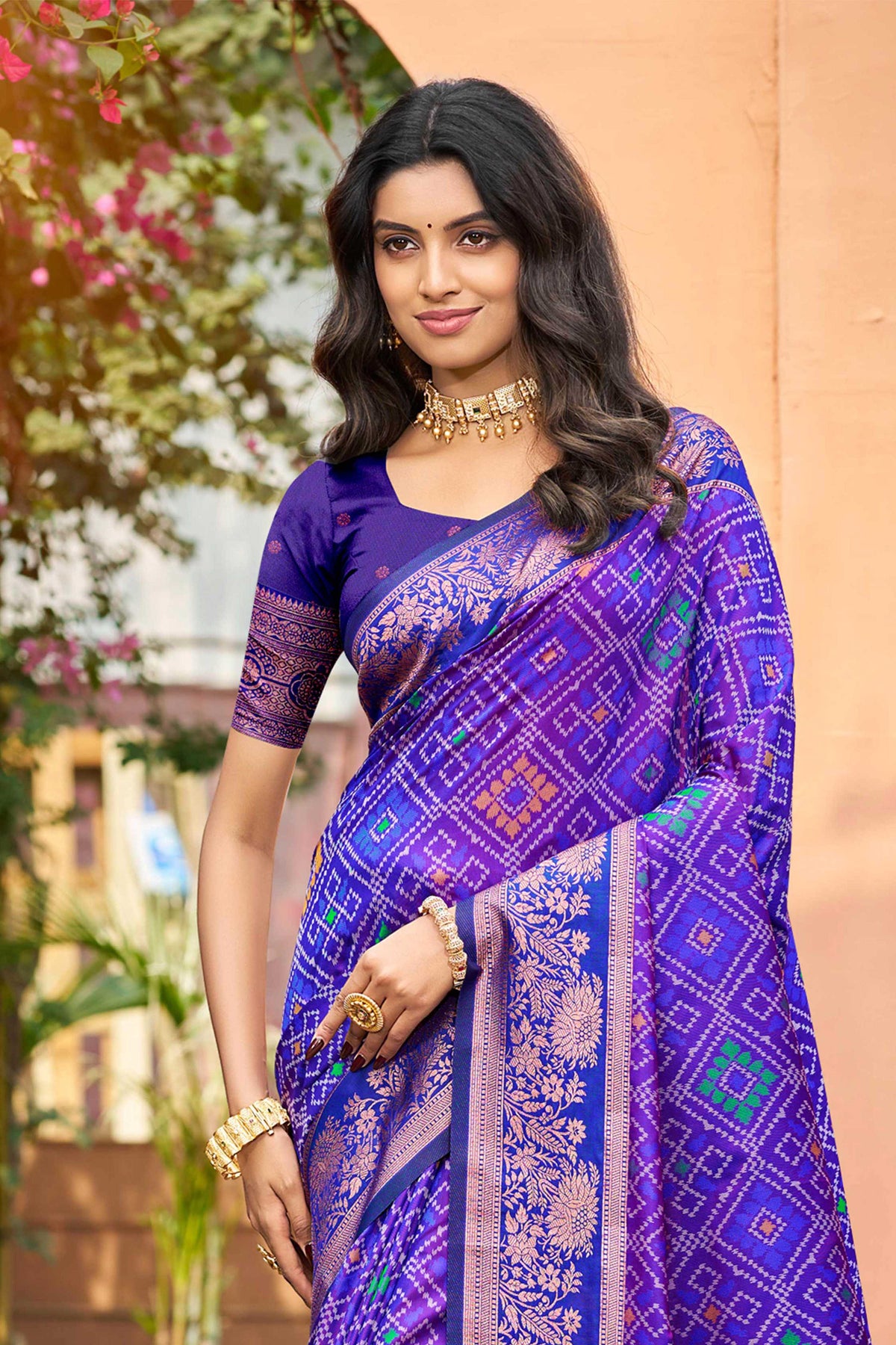 Sangam Prints Royal Blue Soft Silk Woven Work Traditional Saree | Grocsy