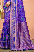 Sangam Prints Royal Blue Soft Silk Woven Work Traditional Saree | Grocsy