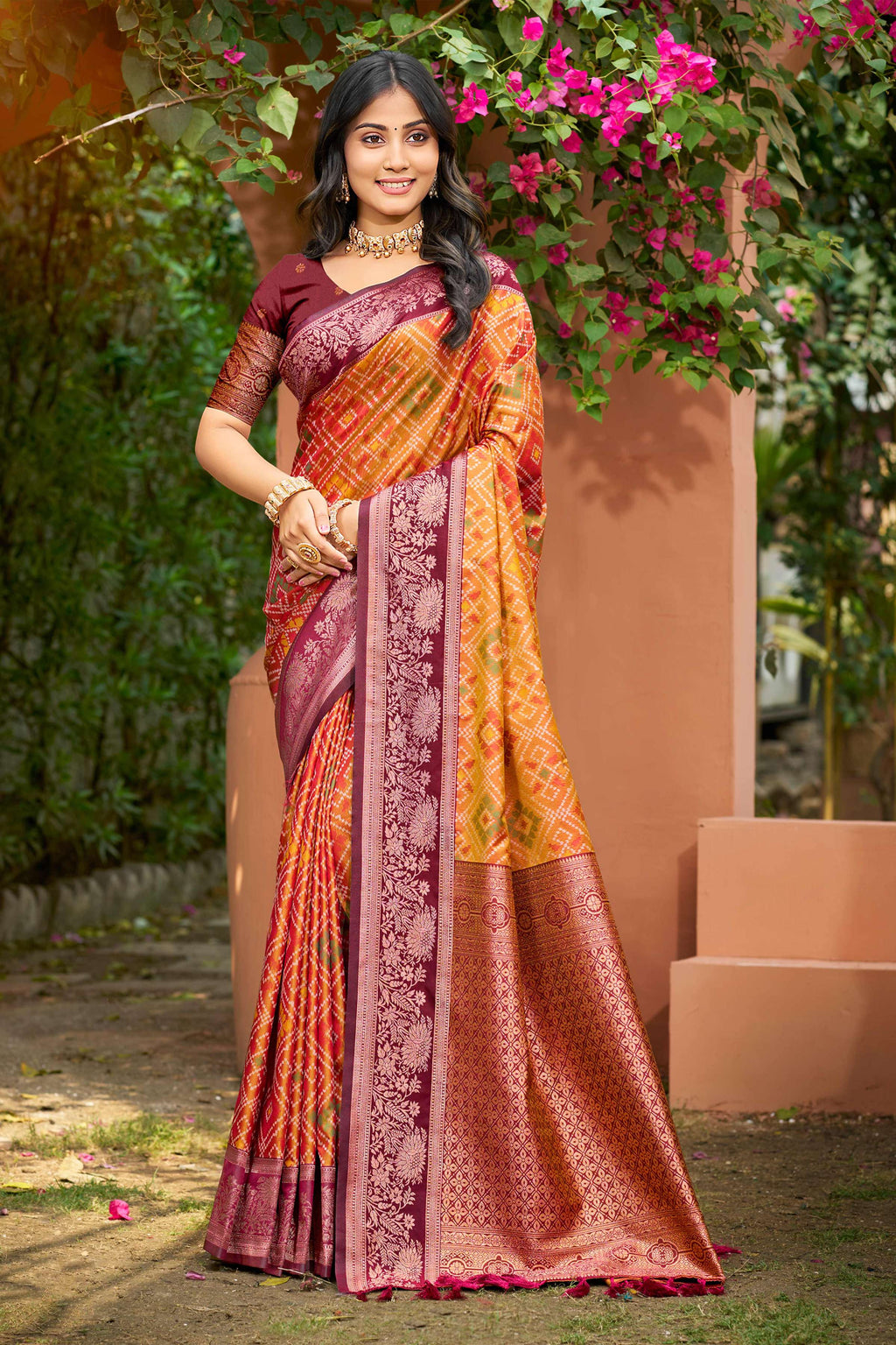 Sangam Prints Mustard Yellow Soft Silk Woven Work Traditional Saree | Grocsy