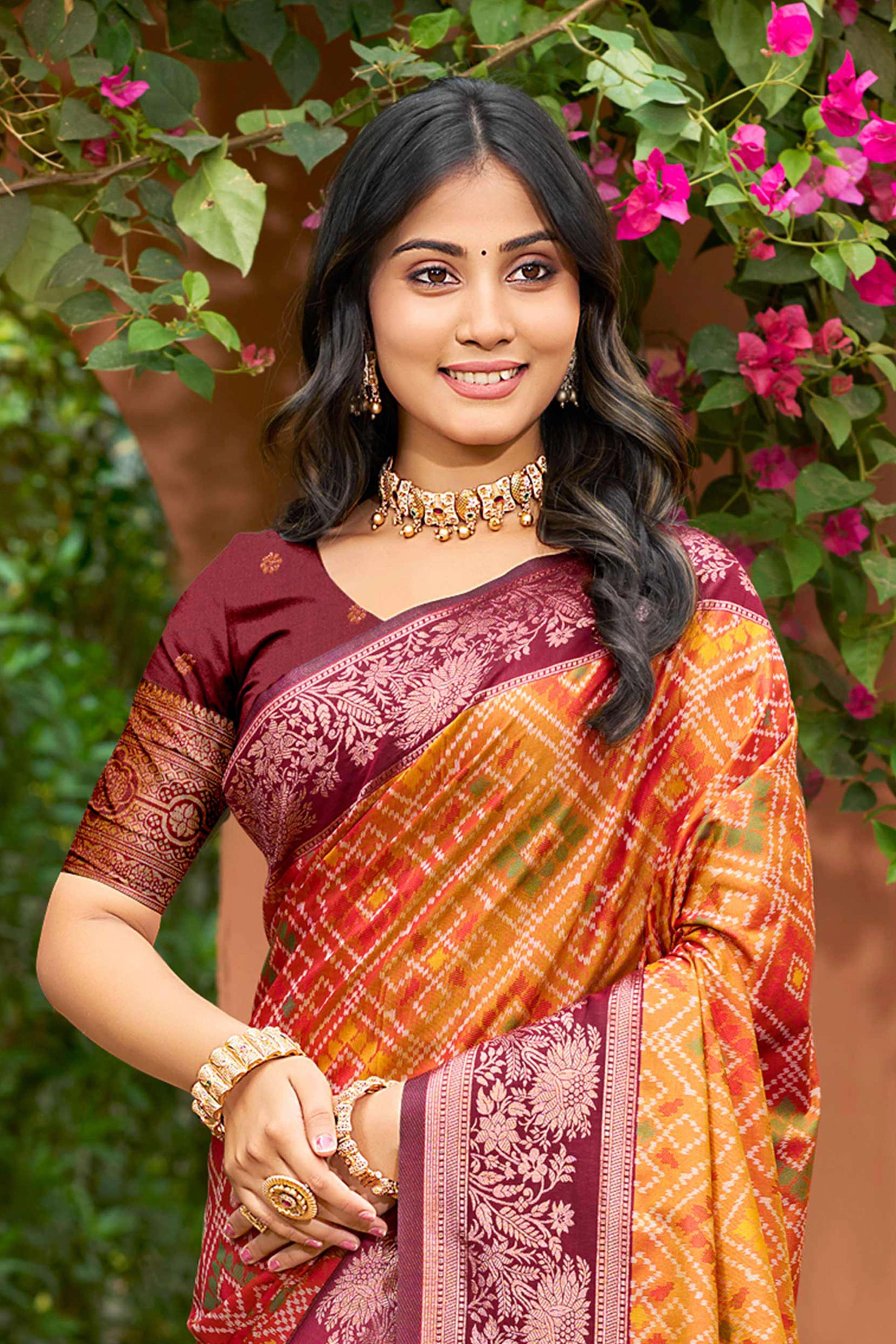 Sangam Prints Mustard Yellow Soft Silk Woven Work Traditional Saree | Grocsy