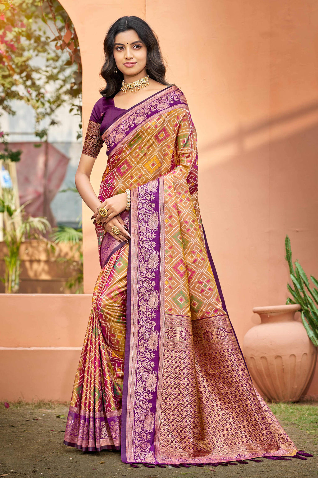 Sangam Prints Mustard Gold Soft Silk Woven Work Traditional Saree | Grocsy