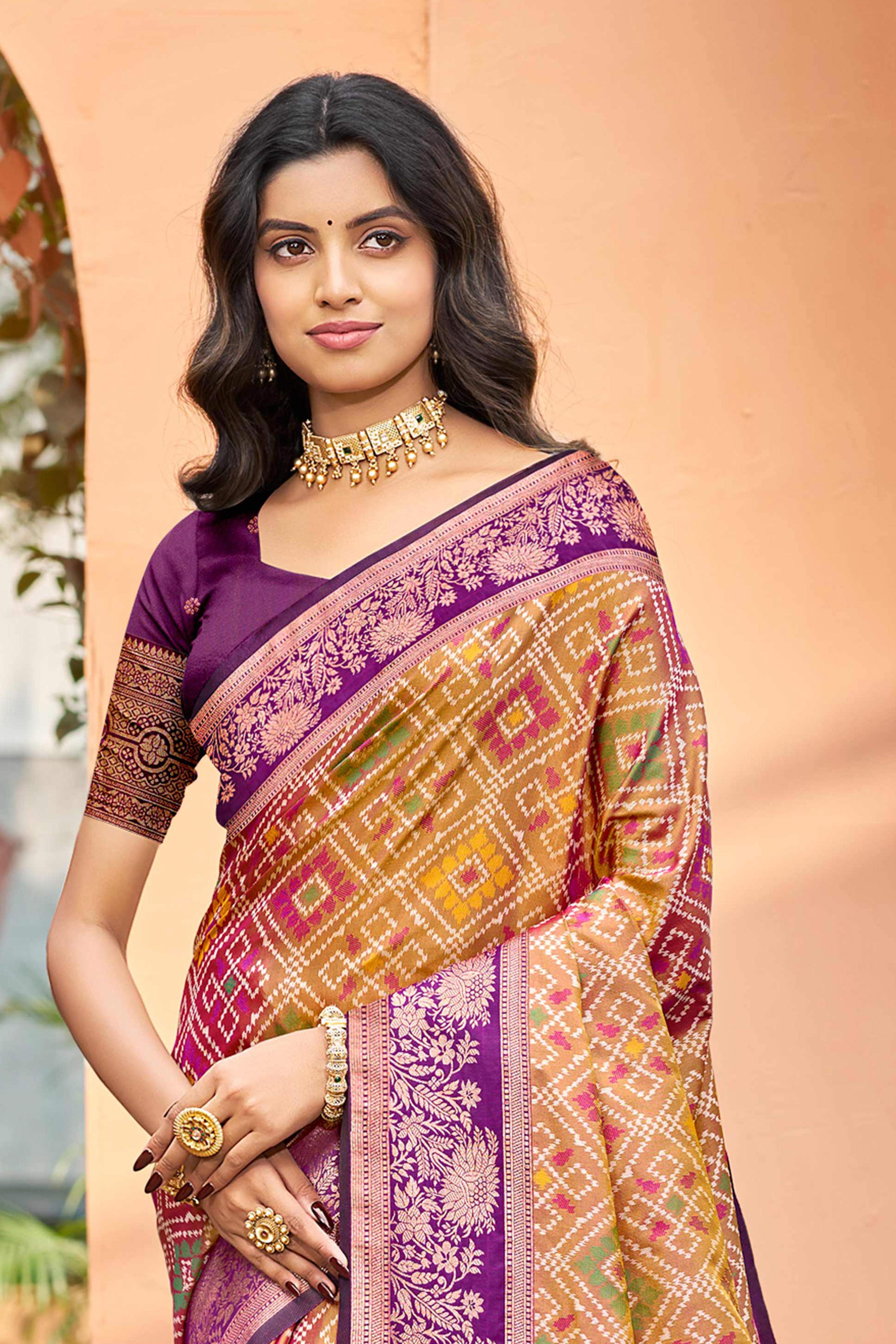 Sangam Prints Mustard Gold Soft Silk Woven Work Traditional Saree | Grocsy