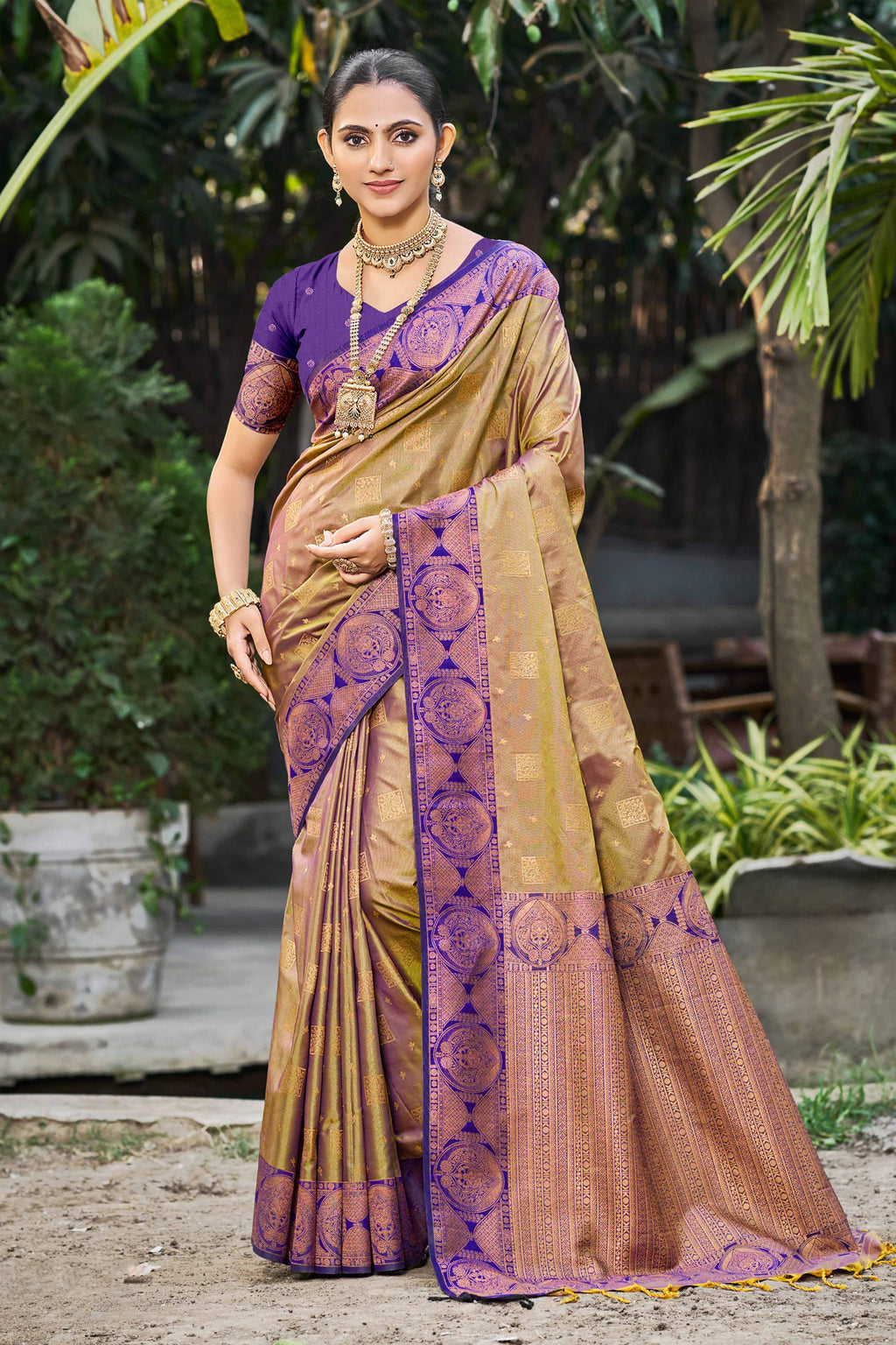 Sangam Prints Royal Purple Soft Silk Woven Work Traditional Saree | Grocsy