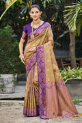 Sangam Prints Royal Purple Soft Silk Woven Work Traditional Saree | Grocsy