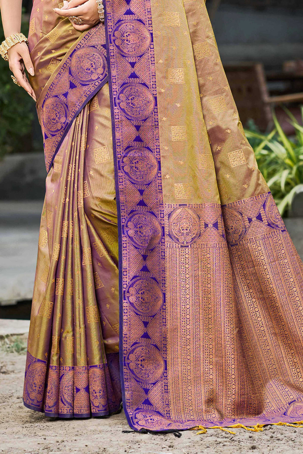 Sangam Prints Royal Purple Soft Silk Woven Work Traditional Saree | Grocsy